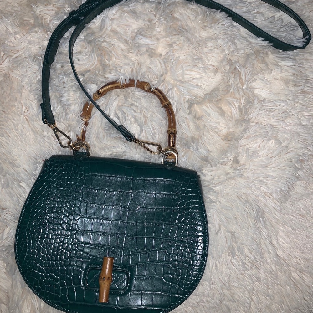 Forever 21 hunter green crocodile bag